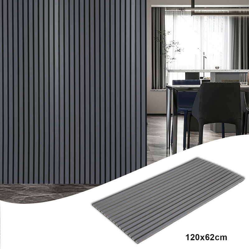 Panneau tasseau mdf Revêtement mural naturel Panneau mural acoustique moderne en placage bois et feutre 120x60x2.1cm Gris - Hengda