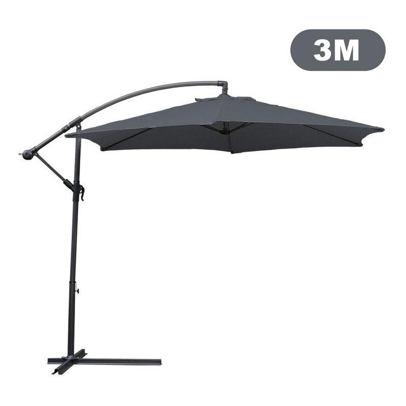 Hengda - Parasol Deporté Jardin Pavillon 300 cm - Gris