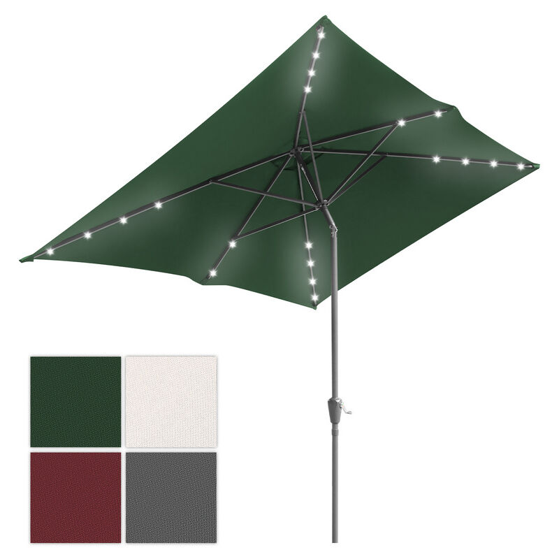 Parasol rectangulaire uv jusqu'à UV30+, Inclinable 200x300cm, avec support et led, Vert - Hengda