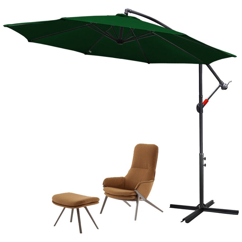 Tolletour - 3m Parasol UV40+ Camping Pendule Parasol Gazebo Garden Umbrella - Vert - vert