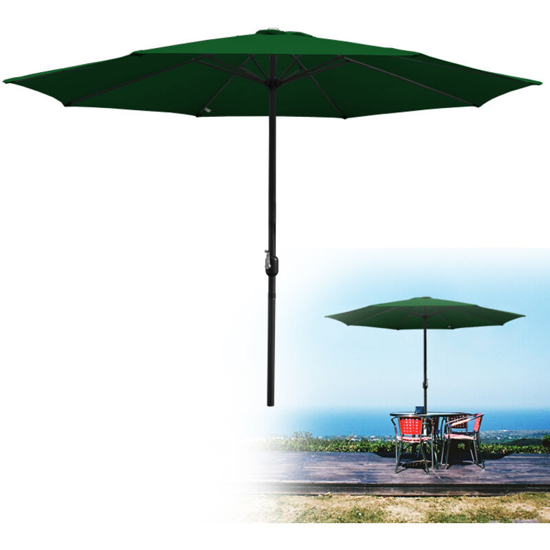 Parasol de Jardin Dia 350 cm Strucutre en Métal Robuste Anti-UV, Vert, Parapluie hawaïen, Parapluie d'extérieur