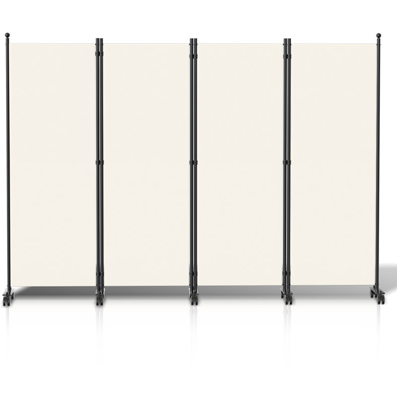 Paravent avec roulettes séparateur de pièce Cloison Paravent écran de confidentialité Écran pour Jardin Beige 228x181 cm - Hengda