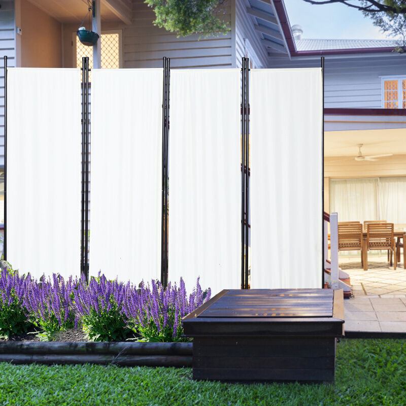 Paravent Paroi de séparation Espagnol Beige Anthracite pliable Paroi de séparation Balcon Moderne Blanc - Hengda