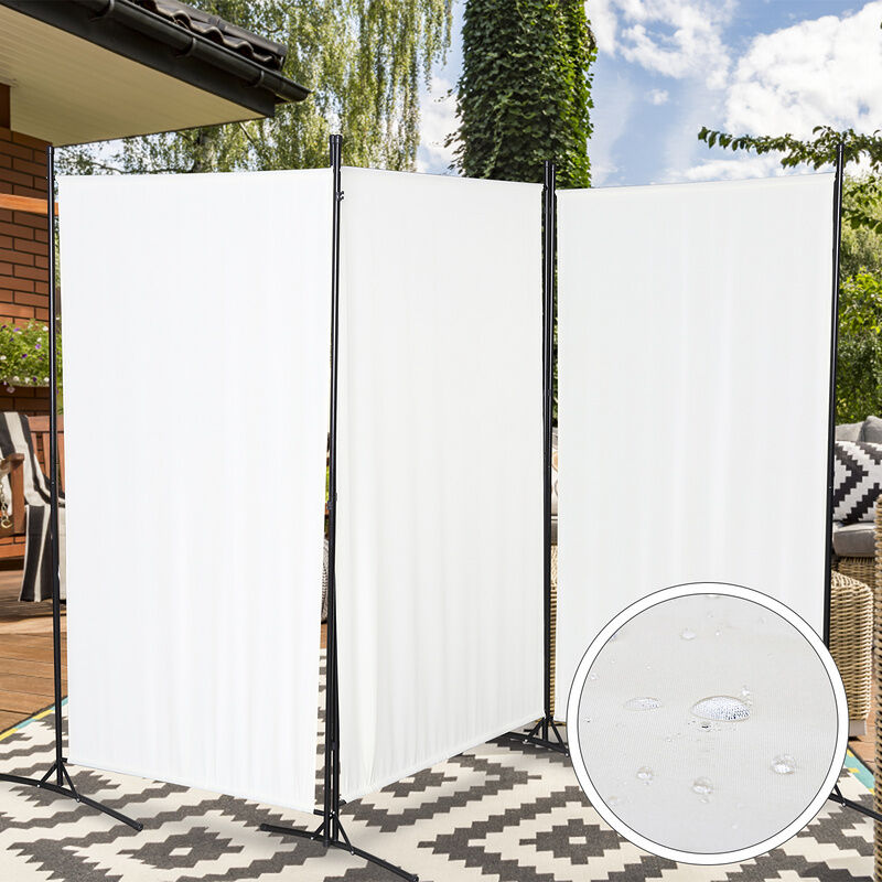 Paravent Mur d'Espagne Vestiaire extensible 360° jardin Séparateur de pièce 3 pièces Beige - Hengda