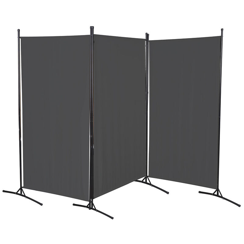 Paravent Mur d'Espagne Vestiaire extensible 360° jardin Séparateur de pièce 3 pièces Anthracite - Gris - Hengda