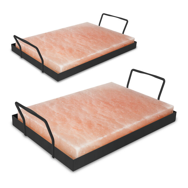Pierre à sel avec support Pierre à sel pour barbecue xl bbq Set 30x20x3cm Plaque à sel pour repas 2X - Hengda