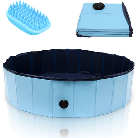 Hengda Piscina per cani pieghevole in PVC diametro 120 cm altezza 30 cm blu antiscivolo easy