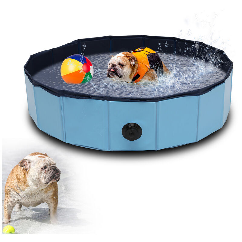 Piscine pour chiens Piscine pour animaux Cadeau Colle pvc+mdf Bain Pliable 80x20CM - Hengda