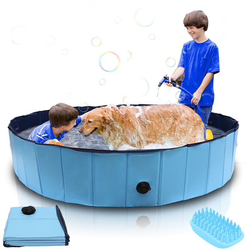 Piscine pour chiens Piscine pour animaux Cadeau Colle pvc+mdf Bain Pliable 160x30CM - Hengda