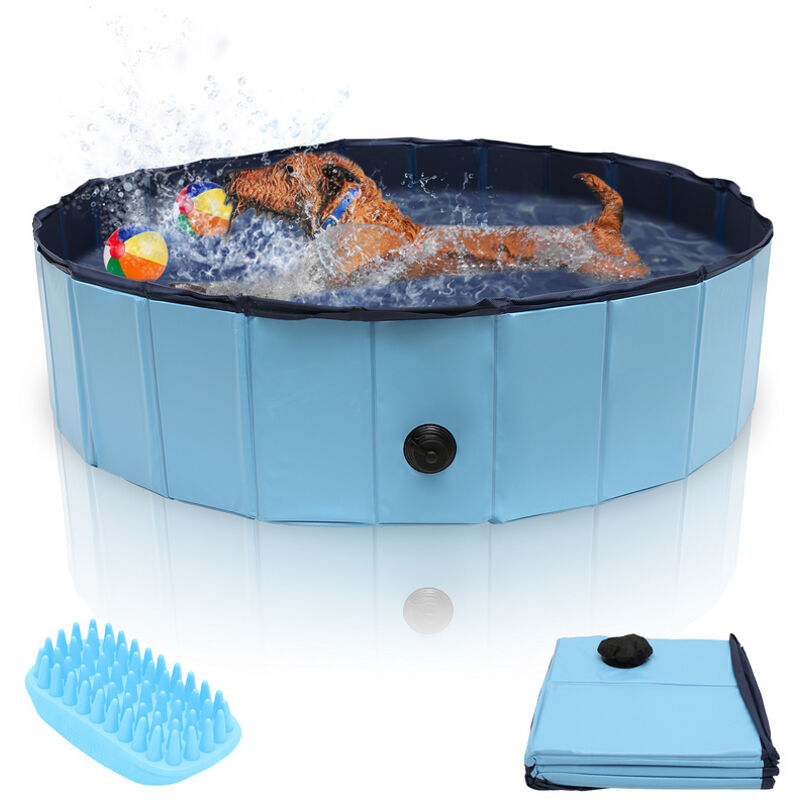 Einfeben Piscine pour chiens pvc Piscine pliante pour enfants Adhésif Piscine Pataugeoire 12030CM