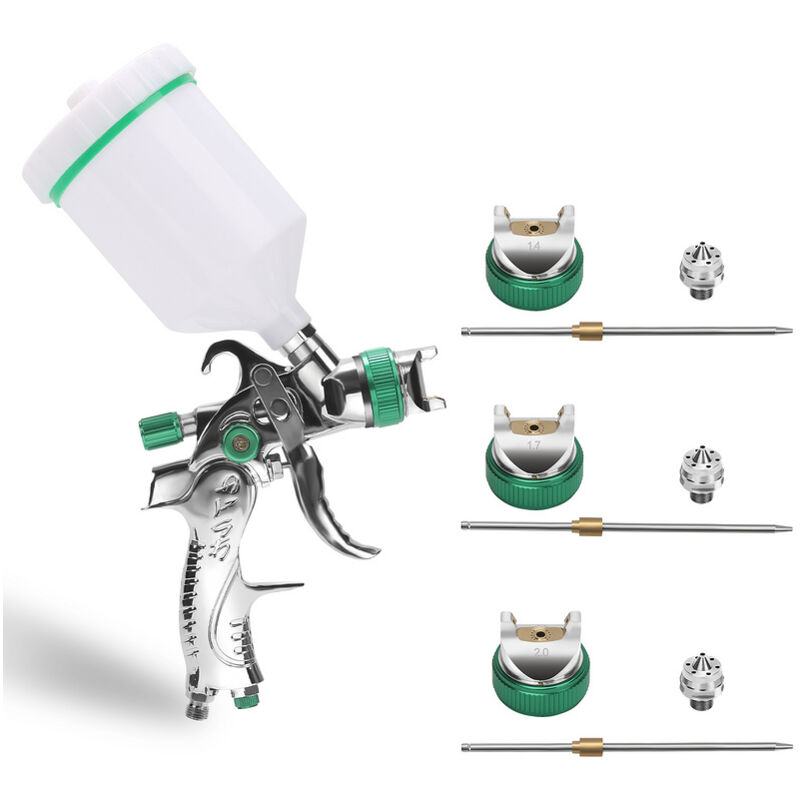 Hengda - Pistolet à peinture hvlp Le canon à gravité sur les voitures. les bateaux et les meubles Pistolet de pulvérisation 100 ml/min 0.35Mpa 3 pièce