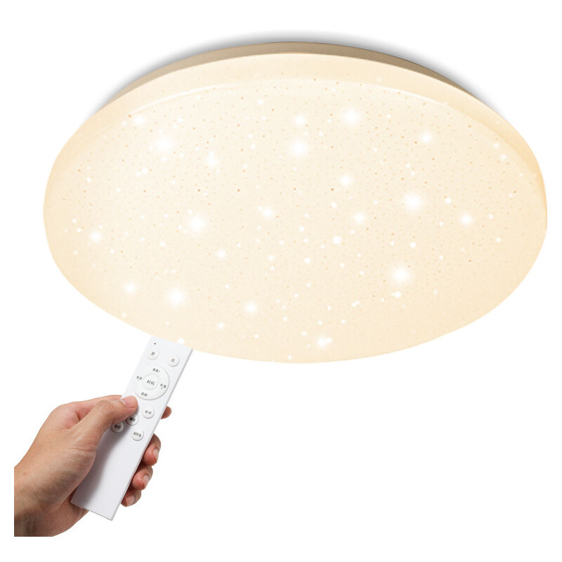 Image of Hengda Plafoniera LED 24W con effetto cielo stellato e dimmerazione per l'illuminazione del soffitto in cantina con telecomando - Bianco freddo e