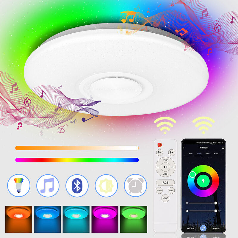 Plafonnier Bluetooth Luminaire de plafond led 36W avec Bluetooth et changement de couleur musical - Hengda
