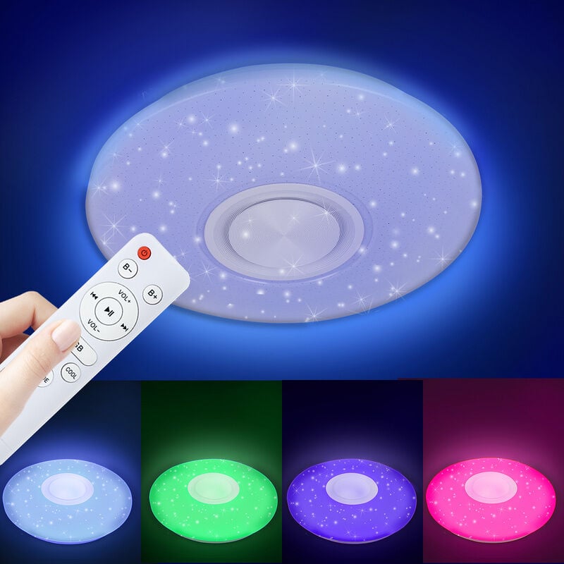 Plafonnier led 36W Changement de couleur Salon Dimmable Plafonnier Bluetooth Musique