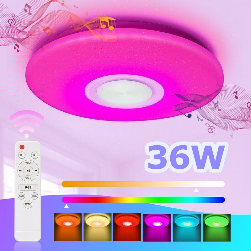 Plafonnier led 36W Télécommande ciel étoilé plafonnier bluetooth musique