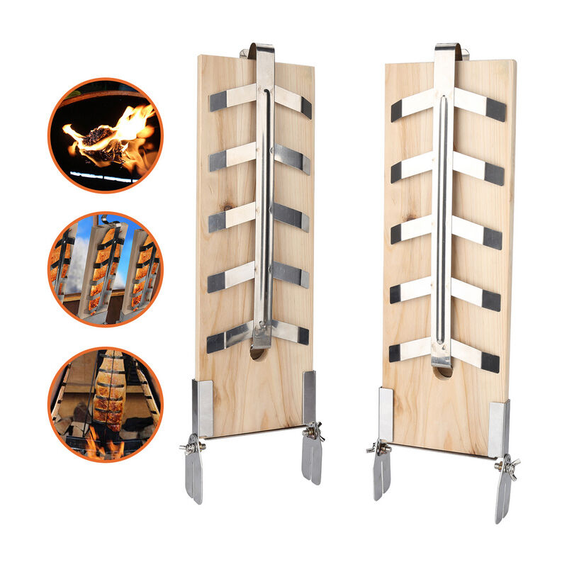 Vingo 2X planches à griller le saumon, planche à fumer pour filet de saumon, planche en bois de cèdre, supports inclinables