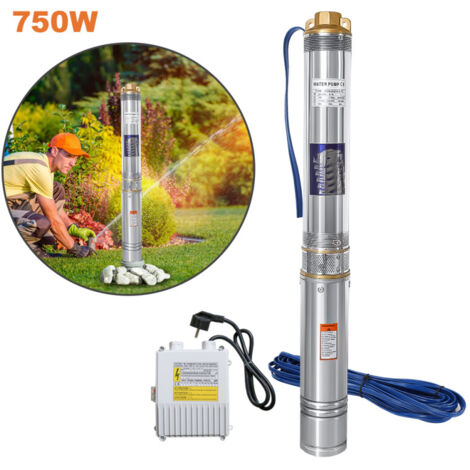 Hengda Pompa per Pozzi Profondi 0.75 KW 92MM. Pompa per Acqua Sommersa da 4000L per Ora con Cavo 20M