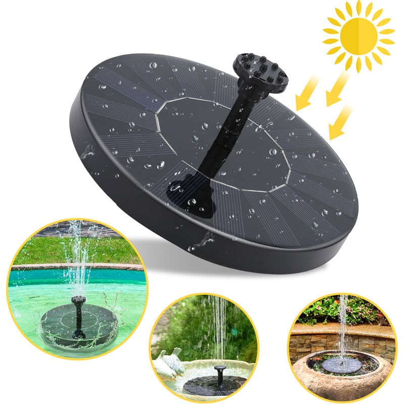 Einfeben - Pompe solaire, pompe de bassin, fontaine, Pompe Fontaine D'Eau à Alimentation Solaire 190L/h 7V 1.5W