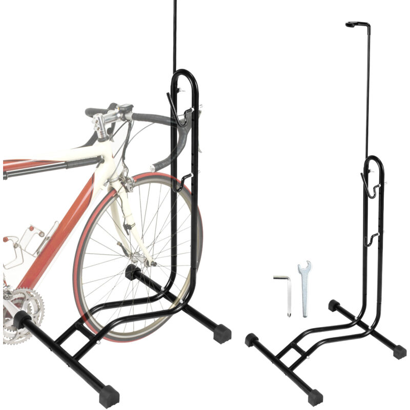 Image of Portabiciclette a pavimento per 2 bici. portabici da giardino o garage regolabile nero - Hengda