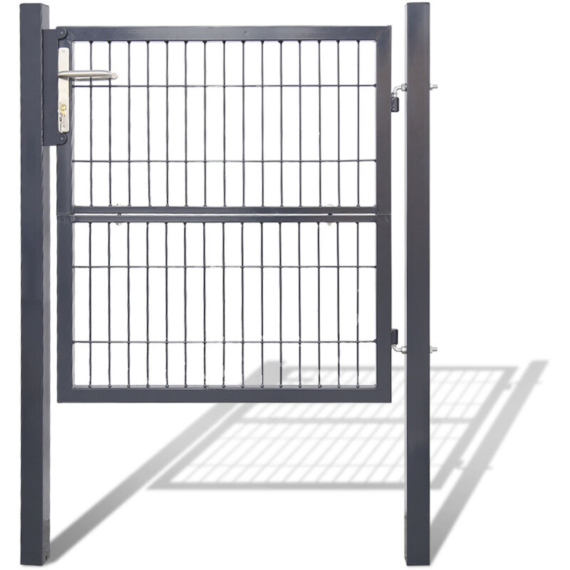 Portail de clôture de jardin Portillon grillagé avec poteaux Acier Portail de jardin Avec serrure 100100CM Anthracite - Hengda