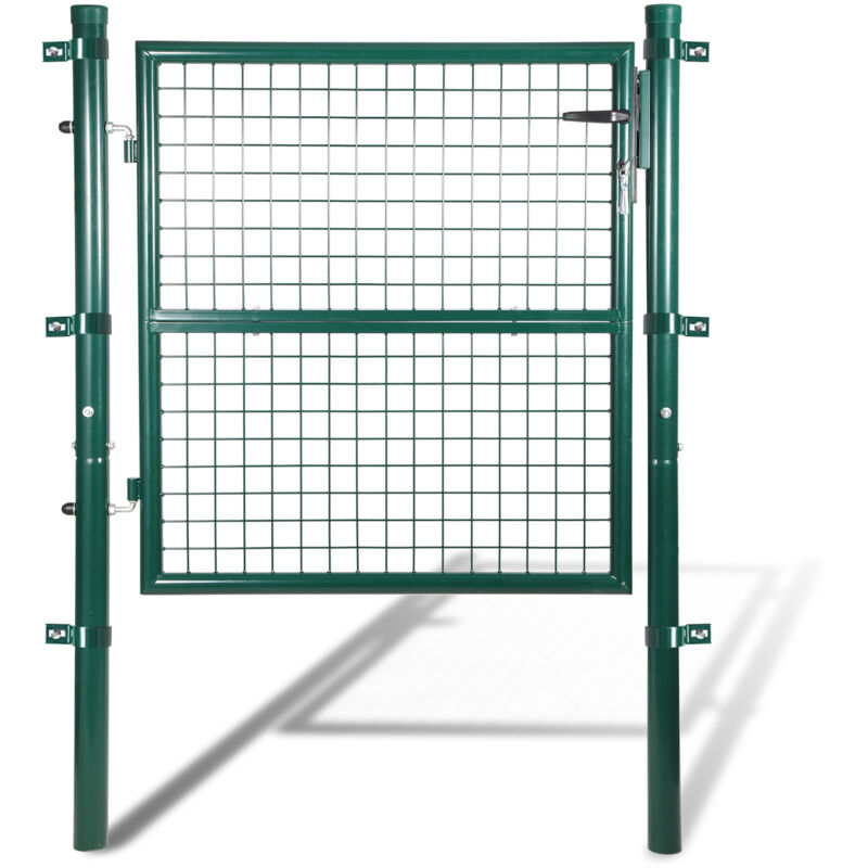 Portail de clôture de jardin Portillon grillagé avec poteaux Acier Portail de jardin Avec serrure 100100CM Vert - Hengda