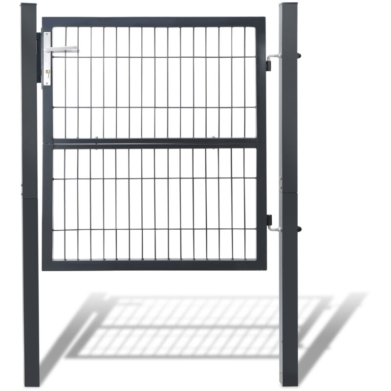 Portail de jardin Portillon de Jardin Grillagé. en Acier Galvanisé. Clôture avec Serrure. Porte 100 x 100cm. Gris - Hengda