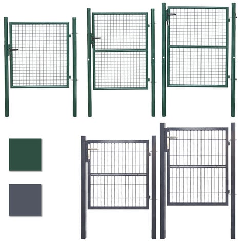 Hengda Porte de jardin porte de clôture en métal grillage Portail de jardin 100x125 cm Tube rond Vert