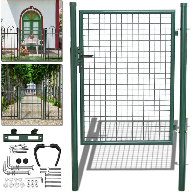 Einfeben 100x100cmPorte de jardin système de porte de porte de cour clôture de jardin porte de porte Tube rond Vert