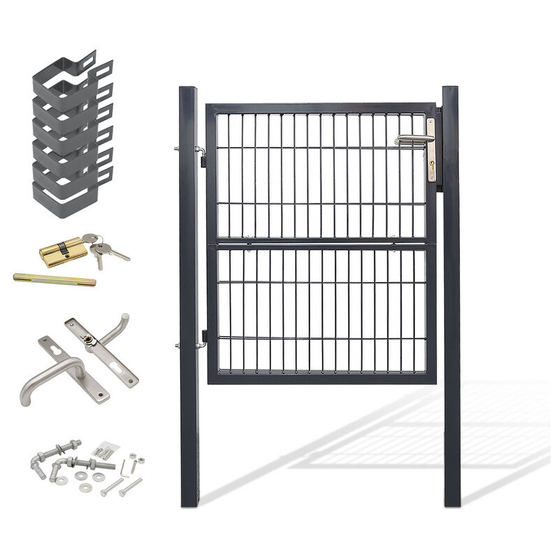 Hengda - Portillon de jardin Clôture avec serrure et poignée portail en Acier Galvanisé Revêtement en poudre Anthracite Tube carré 120x100cm