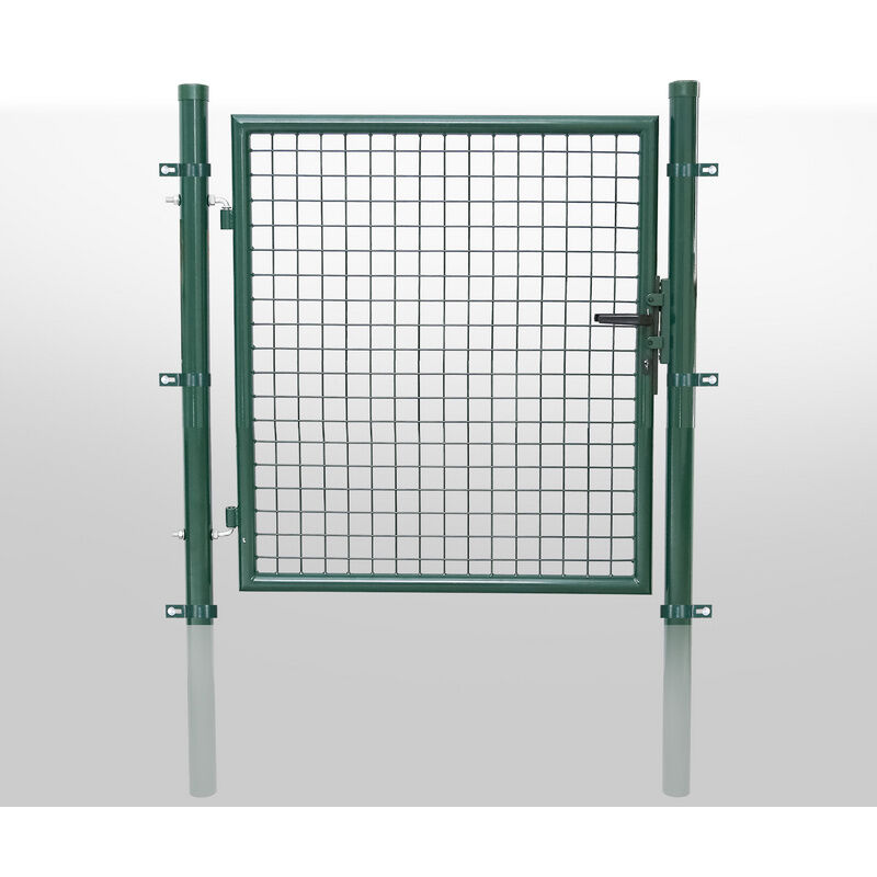 Portillon de Jardin Grillagé. en Acier Galvanisé. Clôture avec Serrure. Porte 100 x 100cm. Vert - Hengda