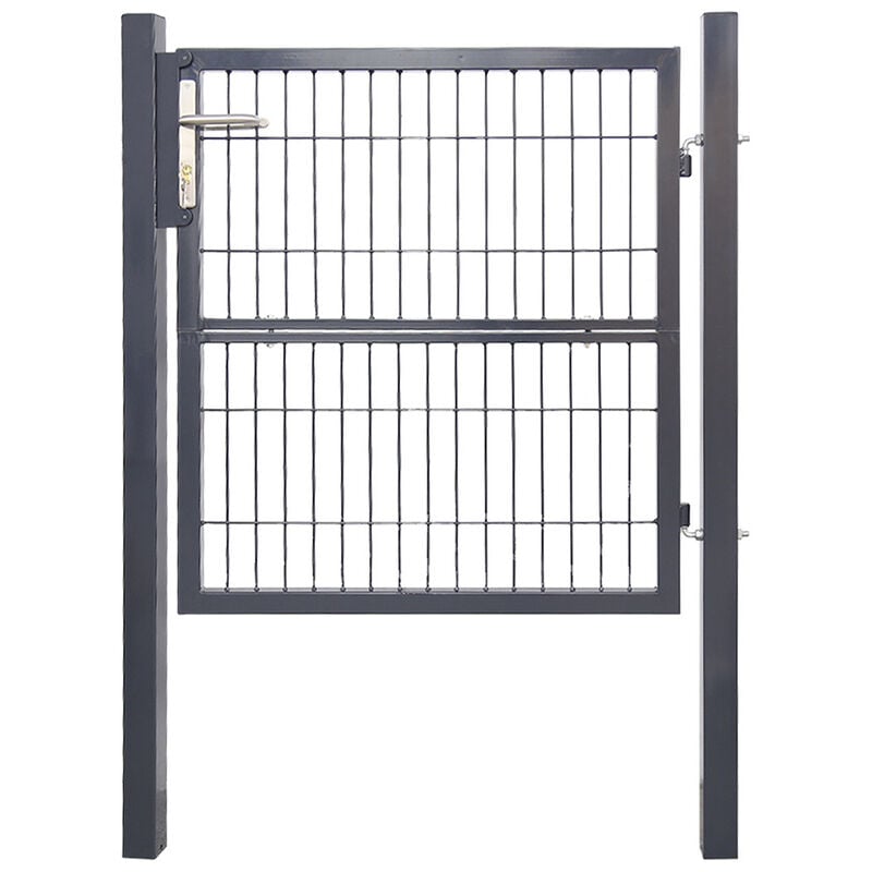 Portillon de jardin 100 x 100 cm avec serrure maille métallique - Gris - Hengda