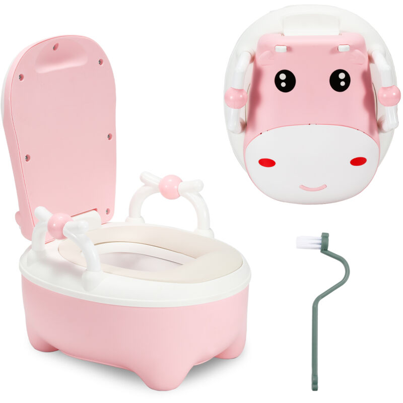 Pot de toilette pour bébé de 48.5 cm de haut en polypropylène + pu avec récipient amovible - Forme normale - Rose - Hengda