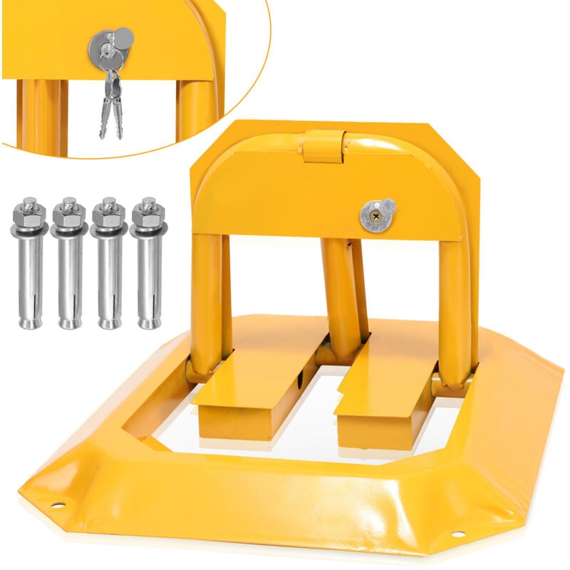 Swanew Poteau de délimitation, barrière de parking pliable universelle,Poteau de délimitation de parking en chaîne,y compris 1 kit