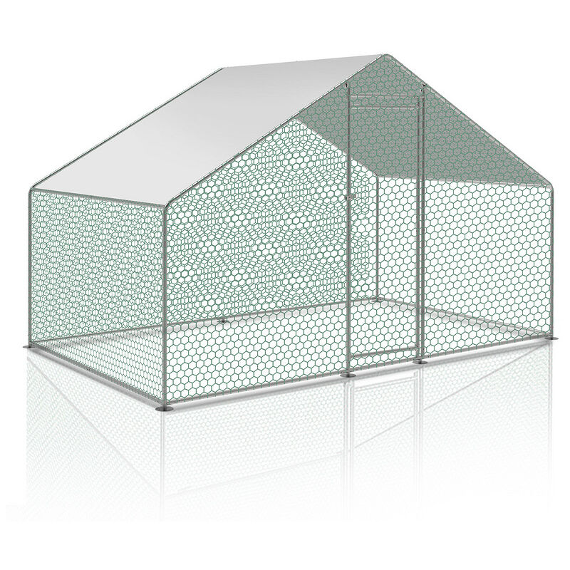 Poulailler 3x2x2m Enclos xl avec serrure enclos extérieur en acier galvanisé pour petits animaux poules cage à oiseaux petits - Hengda