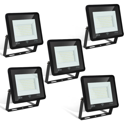 Hengda Projecteur LED avec Detecteur de Mouvement, 50W LED Éclairage de Sécurité Extérieur Blanc froid pour Cour Garage Entrée