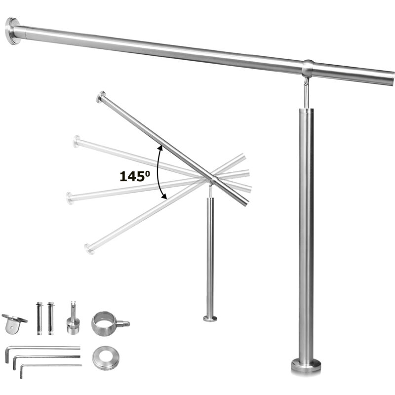 Rampe d'escalier en Acier affiné Rambarde Main Courante Balustrade Escalier Pied de support 120cm - Hengda