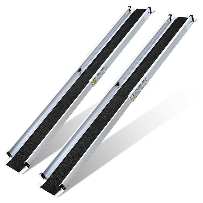 Rampe Fauteuil Roulant 183cm Rampe Télescopique Antidérapant en Aluminium Portable Longueur Ajustable Capacité 300KG