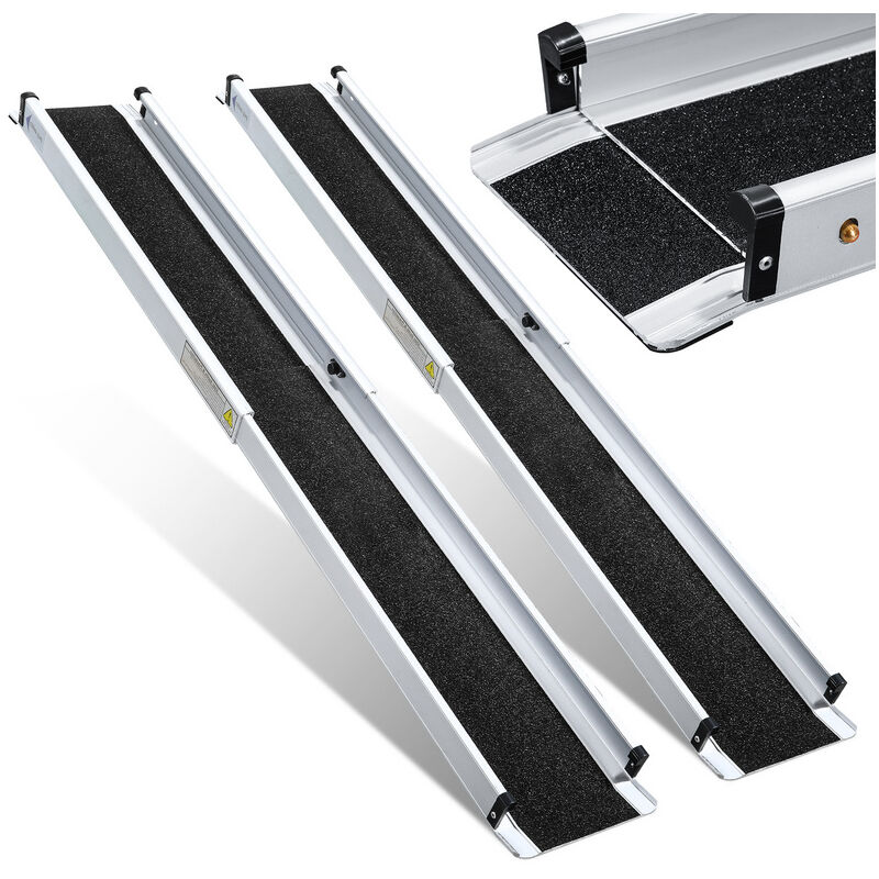 Rampe Fauteuil Roulant Rampe d'accès pliable Rampe télescopique en aluminium. surface antidérapante. sac inclus 152cm