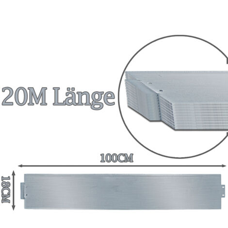 Hengda Rasenkante 20m 100x18cm Metall Beetumrandung verzinkt Mähkante Beeteinfassung - Länge 20m Höhe 18cm Palisade