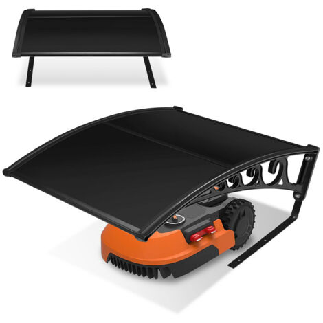 Hengda Rasenmäher Garage für Mähroboter Carport Schwarzer Stahlrahmen Metall Pulverbeschichtet 106x87x50 cm Schwarzer Dach