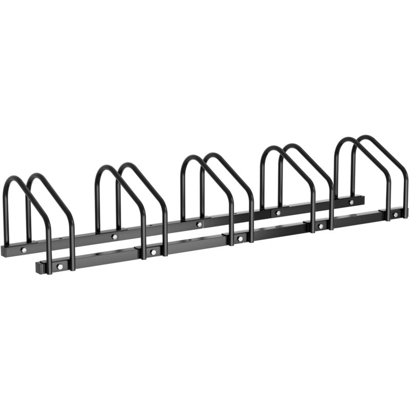 Hengda Râtelier vélos pour 5 vélos, 130x32x26cm, Support à vélo en acier galvanisé, peut être fixé au sol/au mur, pour largeurs de pneus de 3,5 à 5,5