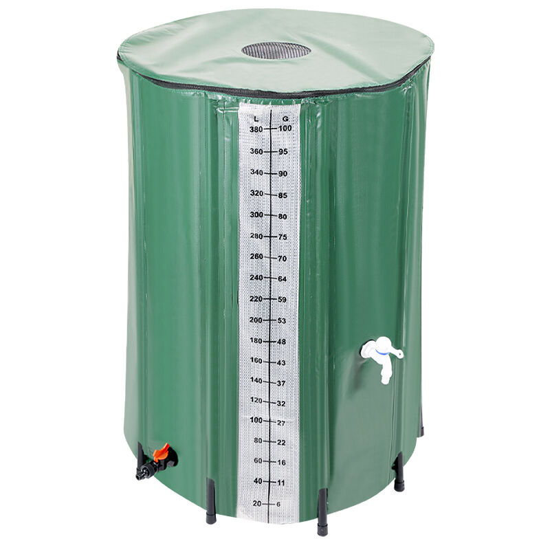 Hengda Récupérateur d'eau de pluie pliable 380 L. ⌀ 100x68cm Baril d'eau de pluie vert Réservoir de Pluie Pratique