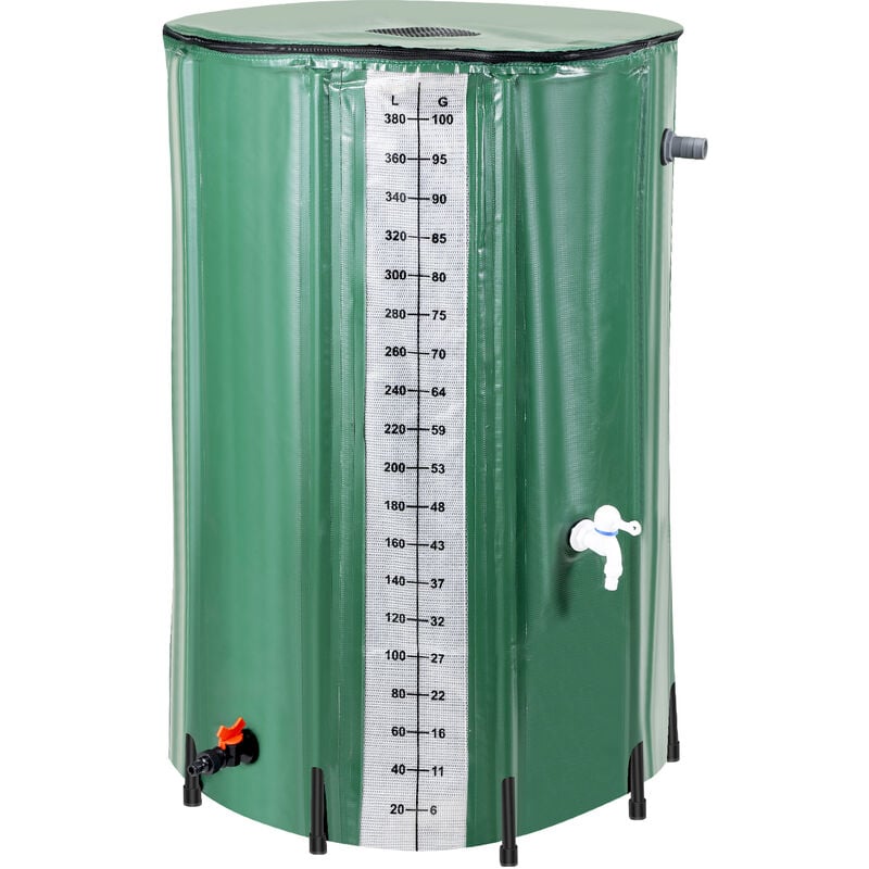 Hengda Réservoir d'eau de pluie pliable 380L vert 100x70cm Récupérateur d'eau de pluie avec sortie pour tuyau d'arrosage tank à eau de pluie