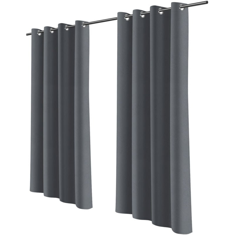 Hengda - Rideau extérieur Rideau occultant avec œillets Opaque Jardin Patio Balcon 132 x 274cm Gris foncé 1 Panneau