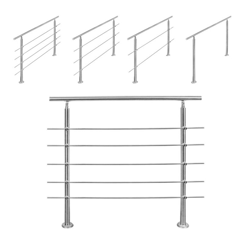 Image of Riducia per corrimano in acciaio inossidabile per scale di parapetto del balcone con/senza montanti a croce (160 cm. 4 montanti a croce) - Hengda