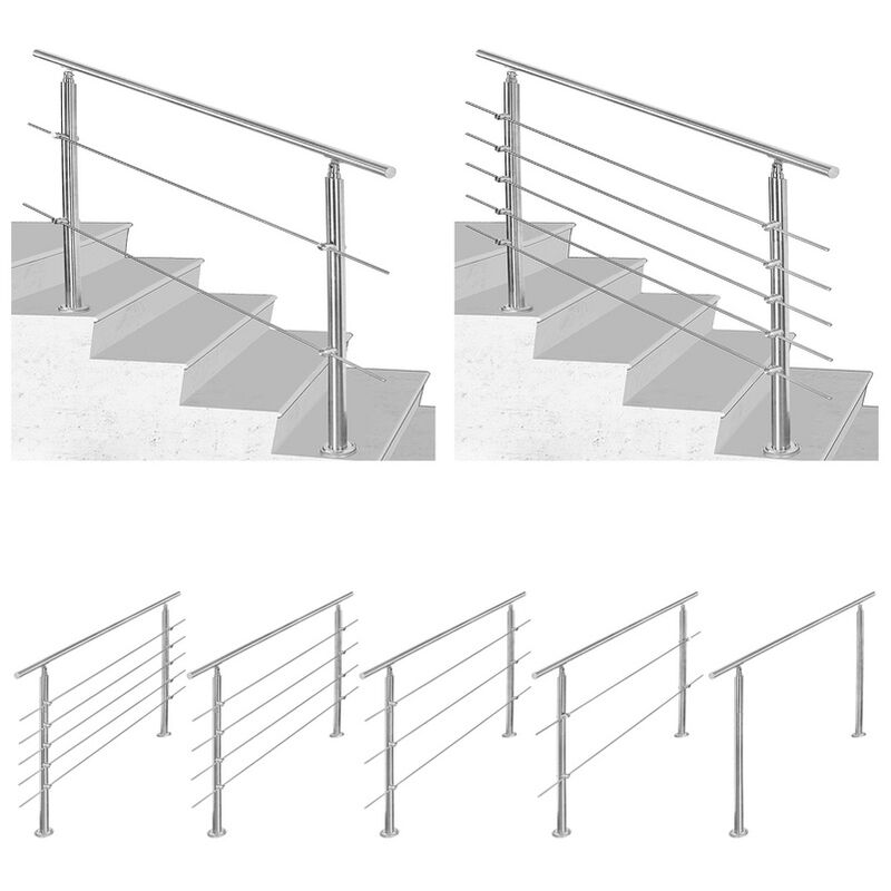Image of Riducia per corrimano in acciaio inossidabile per scale di parapetto del balcone con/senza montanti a croce (160 cm. 2 montanti incrociati) - Hengda
