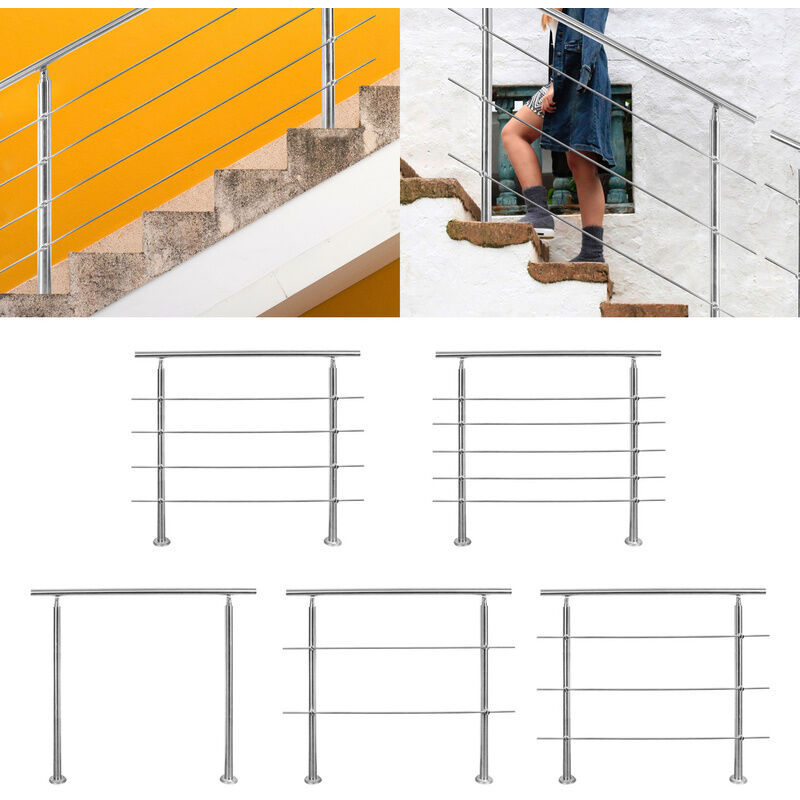 Image of Hengda Riducia per corrimano in acciaio inossidabile per scale di parapetto del balcone con/senza montanti a croce (150 cm. 4 montanti a croce)
