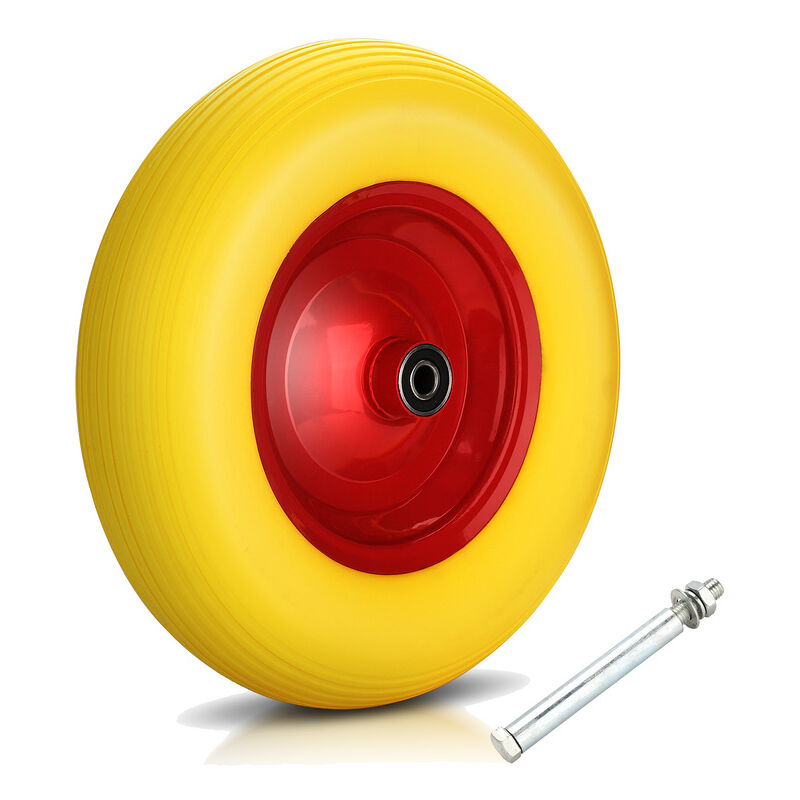 Roue de brouette - anti-crevaison Roue de secours 4.80/4.00-8 ø 390mm 200 kg Axe compris Roue de secours pu - Hengda