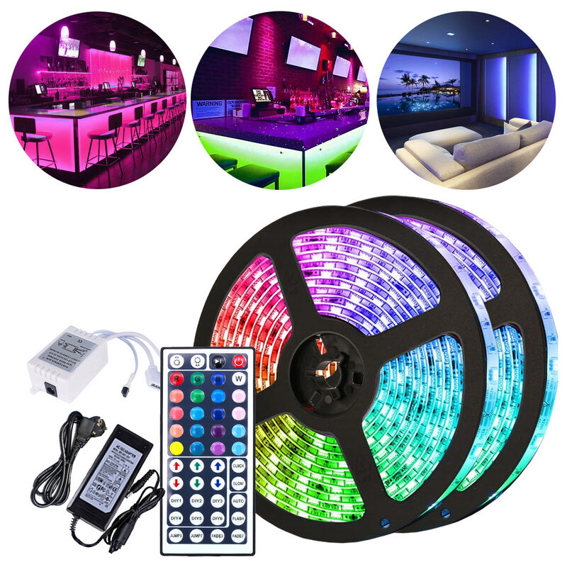 Hengda - 2m Ruban led. bande led rgb 5050 smd. bande led 30 led. led non étanche (IP20). avec télécommande 44 boutons