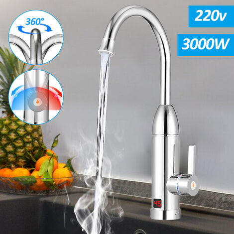 Hengda Rubinetto Elettrico Rubinetto de Cucina con Girevole 180 ° Scalda Acqua Elettrico Istantaneo 220V Rubinetti da Bacino in Acciaio Inox